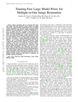 Training-Free Large Model Priors for Multiple-in-One Image Restoration