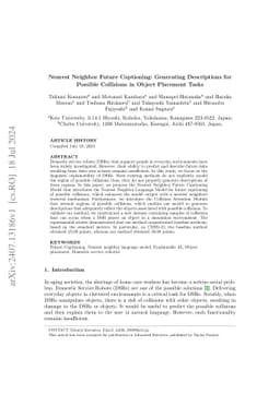 Nearest Neighbor Future Captioning: Generating Descriptions for Possible
  Collisions in Object Placement Tasks