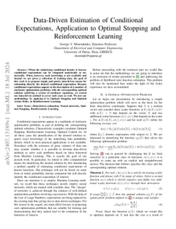 Data-Driven Estimation of Conditional Expectations, Application to
  Optimal Stopping and Reinforcement Learning