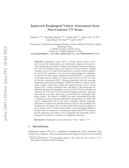 Improved Esophageal Varices Assessment from Non-Contrast CT Scans