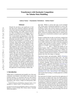 Transformers with Stochastic Competition for Tabular Data Modelling