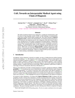 CoD, Towards an Interpretable Medical Agent using Chain of Diagnosis
