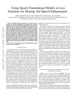 Using Speech Foundational Models in Loss Functions for Hearing Aid
  Speech Enhancement