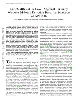 EarlyMalDetect: A Novel Approach for Early Windows Malware Detection
  Based on Sequences of API Calls