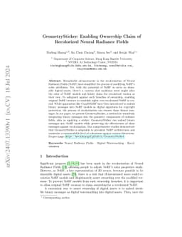 GeometrySticker: Enabling Ownership Claim of Recolorized Neural Radiance
  Fields