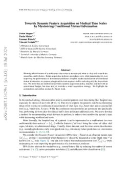 Towards Dynamic Feature Acquisition on Medical Time Series by Maximizing
  Conditional Mutual Information