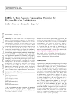 FADE: A Task-Agnostic Upsampling Operator for Encoder-Decoder
  Architectures