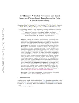 GPSFormer: A Global Perception and Local Structure Fitting-based
  Transformer for Point Cloud Understanding