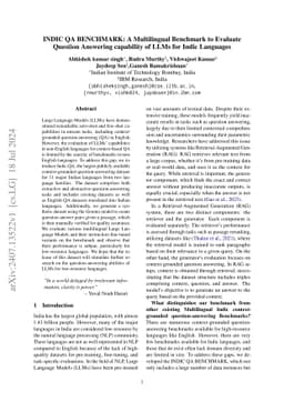 INDIC QA BENCHMARK: A Multilingual Benchmark to Evaluate Question Answering capability of LLMs for Indic Languages
