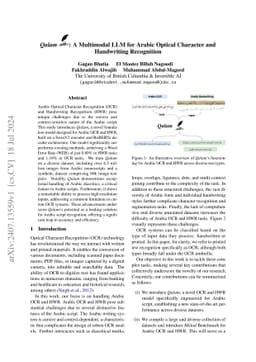 Qalam : A Multimodal LLM for Arabic Optical Character and Handwriting
  Recognition