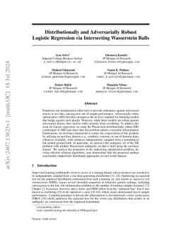 Distributionally and Adversarially Robust Logistic Regression via
  Intersecting Wasserstein Balls