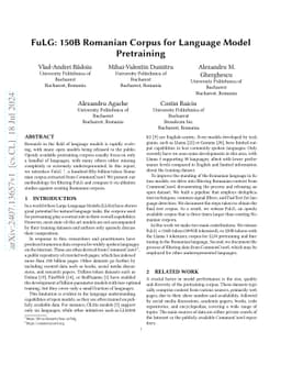 FuLG: 150B Romanian Corpus for Language Model Pretraining