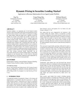 Dynamic Pricing in Securities Lending Market: Application in Revenue
  Optimization for an Agent Lender Portfolio