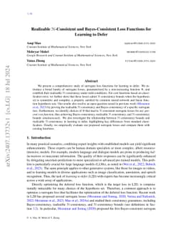 Realizable $H$-Consistent and Bayes-Consistent Loss Functions for
  Learning to Defer