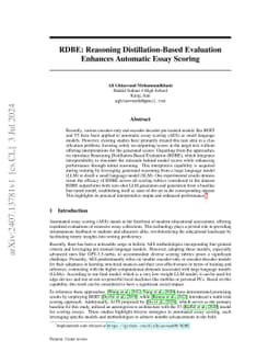 RDBE: Reasoning Distillation-Based Evaluation Enhances Automatic Essay
  Scoring