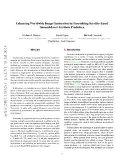 Enhancing Worldwide Image Geolocation by Ensembling Satellite-Based
  Ground-Level Attribute Predictors