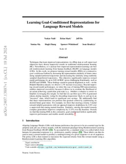 Learning Goal-Conditioned Representations for Language Reward Models