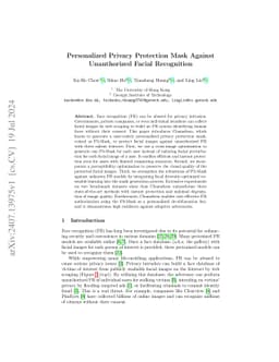 Personalized Privacy Protection Mask Against Unauthorized Facial
  Recognition