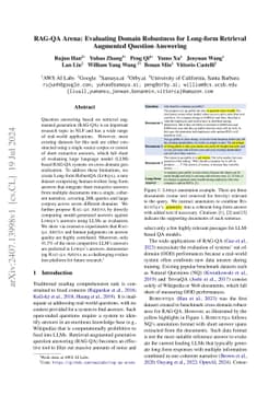 RAG-QA Arena: Evaluating Domain Robustness for Long-form Retrieval
  Augmented Question Answering