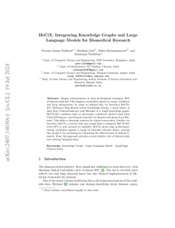 HeCiX: Integrating Knowledge Graphs and Large Language Models for
  Biomedical Research