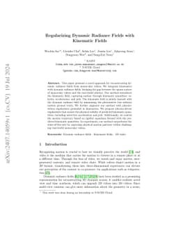 Regularizing Dynamic Radiance Fields with Kinematic Fields