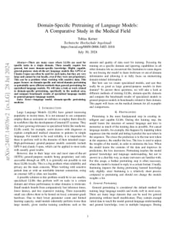 Domain-Specific Pretraining of Language Models: A Comparative Study in
  the Medical Field
