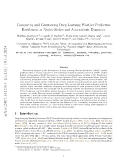 Comparing and Contrasting Deep Learning Weather Prediction Backbones on
  Navier-Stokes and Atmospheric Dynamics