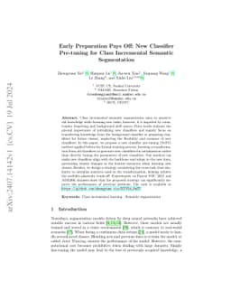 Early Preparation Pays Off: New Classifier Pre-tuning for Class
  Incremental Semantic Segmentation