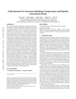 A Benchmark for Gaussian Splatting Compression and Quality Assessment
  Study