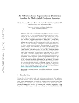 An Attention-based Representation Distillation Baseline for Multi-Label
  Continual Learning
