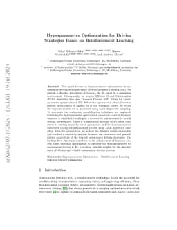 Hyperparameter Optimization for Driving Strategies Based on
  Reinforcement Learning