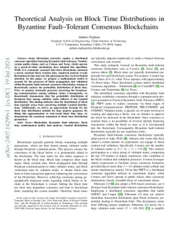 Theoretical Analysis on Block Time Distributions in Byzantine
  Fault-Tolerant Consensus Blockchains