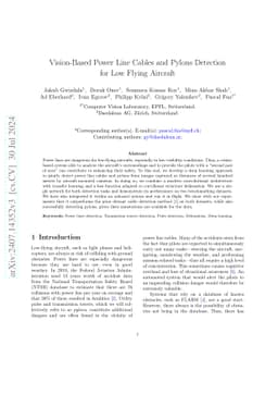 Vision-Based Power Line Cables and Pylons Detection for Low Flying
  Aircraft