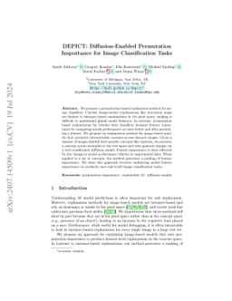 DEPICT: Diffusion-Enabled Permutation Importance for Image
  Classification Tasks