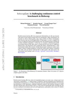 RobocupGym: A challenging continuous control benchmark in Robocup