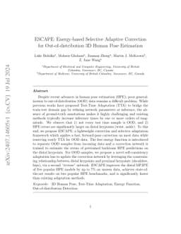 ESCAPE: Energy-based Selective Adaptive Correction for
  Out-of-distribution 3D Human Pose Estimation