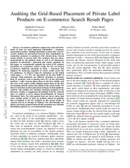 Auditing the Grid-Based Placement of Private Label Products on
  E-commerce Search Result Pages