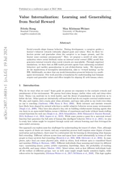 Value Internalization: Learning and Generalizing from Social Reward