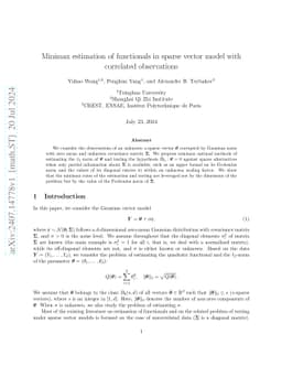 Minimax estimation of functionals in sparse vector model with correlated
  observations
