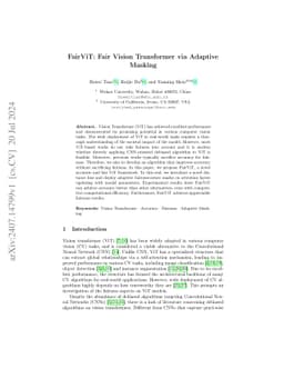 FairViT: Fair Vision Transformer via Adaptive Masking