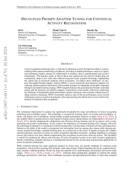 Decoupled Prompt-Adapter Tuning for Continual Activity Recognition