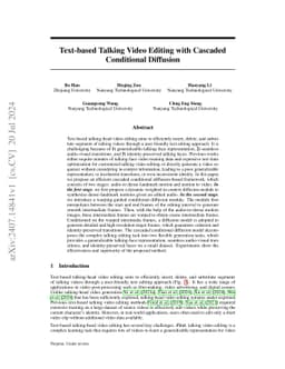 Text-based Talking Video Editing with Cascaded Conditional Diffusion