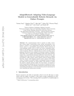 Adapt2Reward: Adapting Video-Language Models to Generalizable Robotic
  Rewards via Failure Prompts