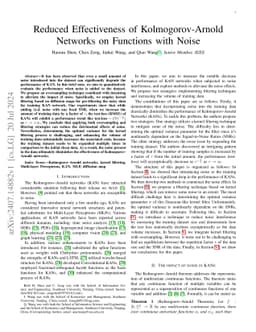 Reduced Effectiveness of Kolmogorov-Arnold Networks on Functions with
  Noise
