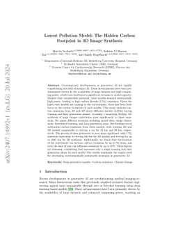 Latent Pollution Model: The Hidden Carbon Footprint in 3D Image
  Synthesis