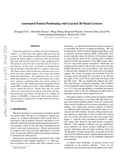 Automated Patient Positioning with Learned 3D Hand Gestures