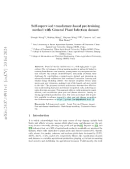 Self-supervised transformer-based pre-training method with General Plant
  Infection dataset