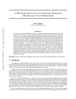 A Measure for Level of Autonomy Based on Observable System Behavior
