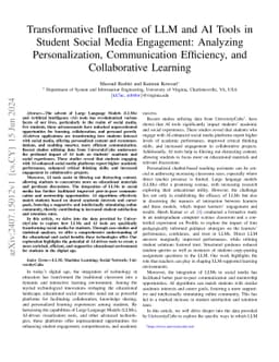 Transformative Influence of LLM and AI Tools in Student Social Media
  Engagement: Analyzing Personalization, Communication Efficiency, and
  Collaborative Learning