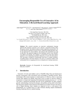 Encouraging Responsible Use of Generative AI in Education: A
  Reward-Based Learning Approach